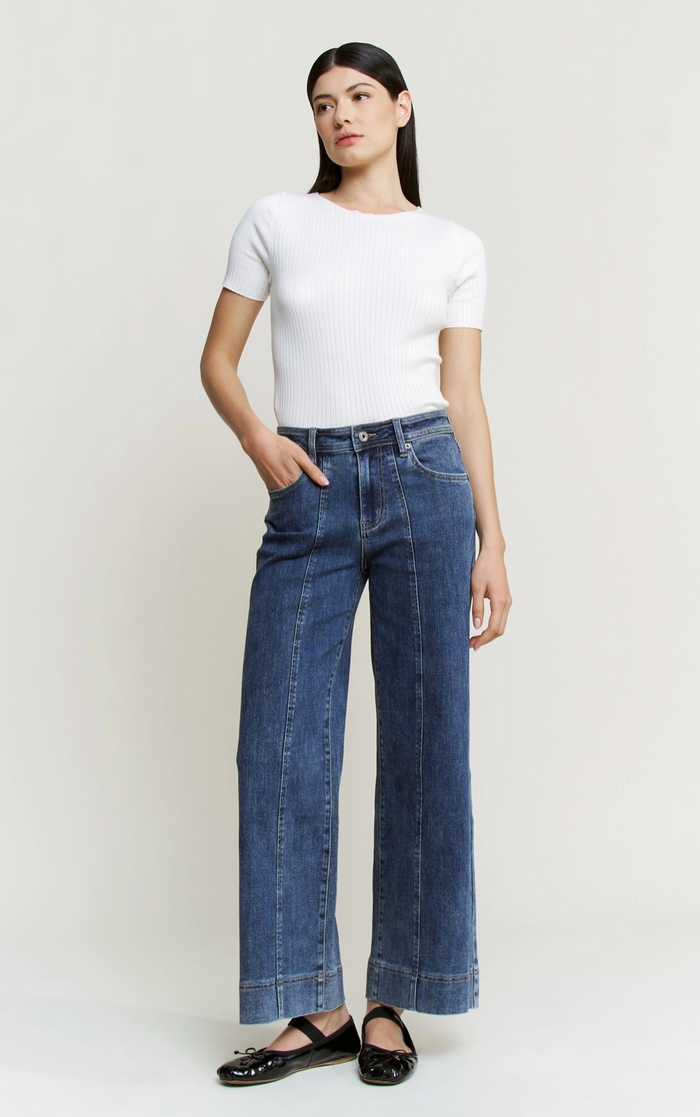 High Rise Front Seam Wide Leg