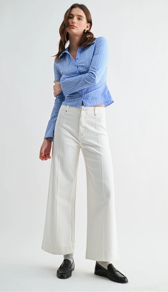 High Wide Leg Ankle-White
