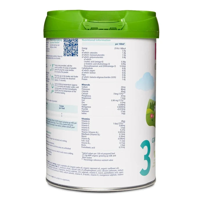 HiPP Organic Growing up Baby Milk Powder 12+ Months (TIN), 800g