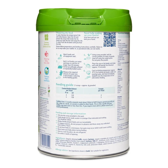 HiPP Organic Growing up Baby Milk Powder 12+ Months (TIN), 800g