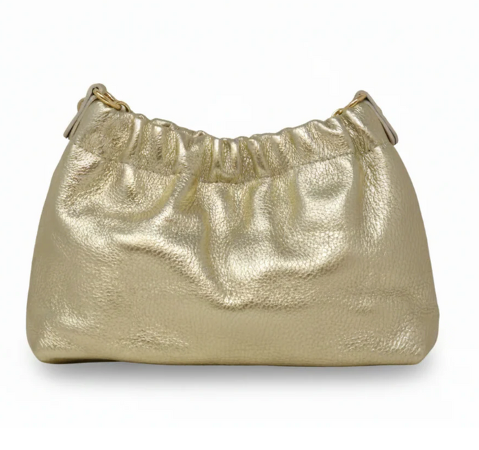 Italian Leather Clutch /Crossbody Bag - Gold