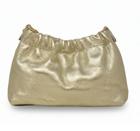 Italian Leather Clutch /Crossbody Bag - Gold