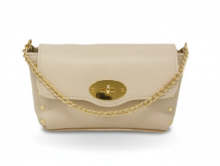 Ivory Italian Leather Crossbody Purse