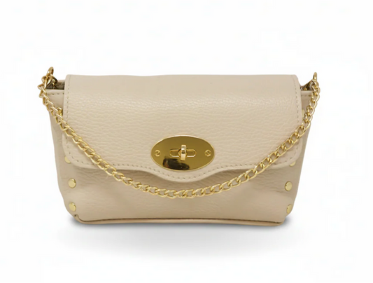 Ivory Italian Leather Crossbody Purse