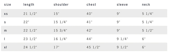 i+w x richter goods dobby woven pearl snap Size Chart