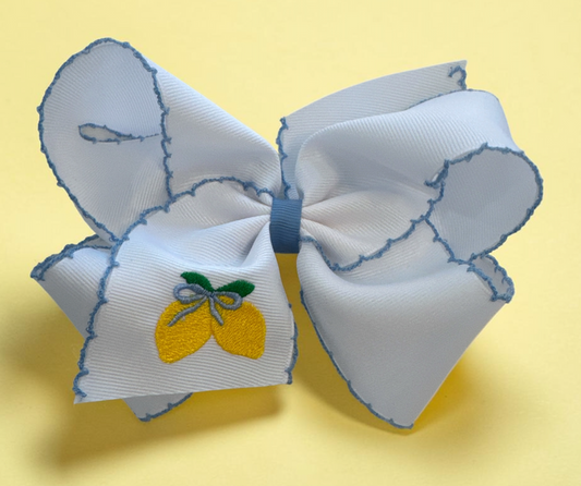 King Moonstitch Bow-White/Blue w/ Lemon