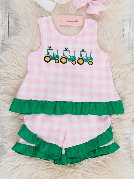 Little Farmer’s Plaid Ruffle 2pc Set