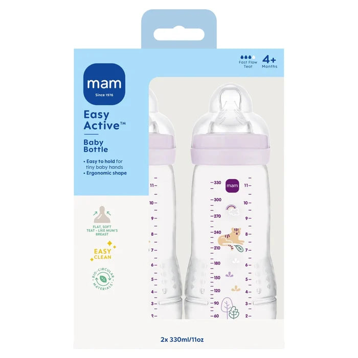 Mam Easy Active Baby Bottle Fast Flow Teat 4 Months+ 2*330ml