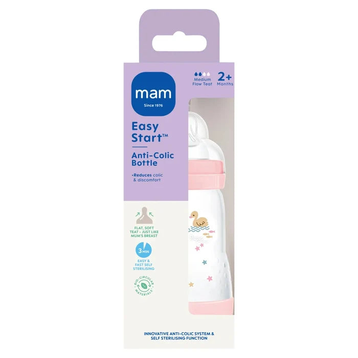 MAM Easy Start Anti- Colic Bottle Medium Flow Teat 2+ Months Self Sterilising Function 260ml/9oz