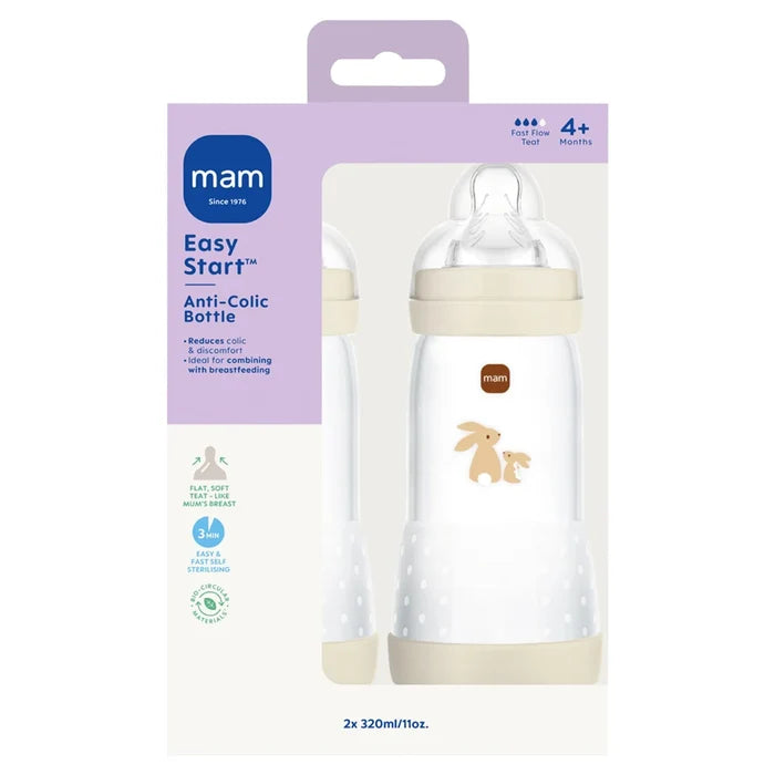 Mam Easy Start Anti-Colic Bottle Fast Flow Teat 4+ Months Self Sterilising Function 2* 320ml/11oz