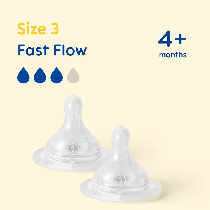 MAM Skin Soft Silicon Fast Flow Teats Size 3 4 Months+