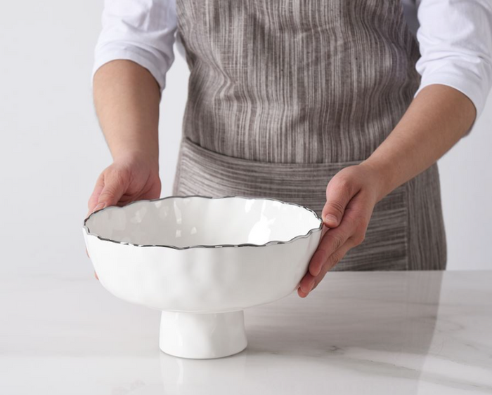 Medium Footed Bowl-Silver