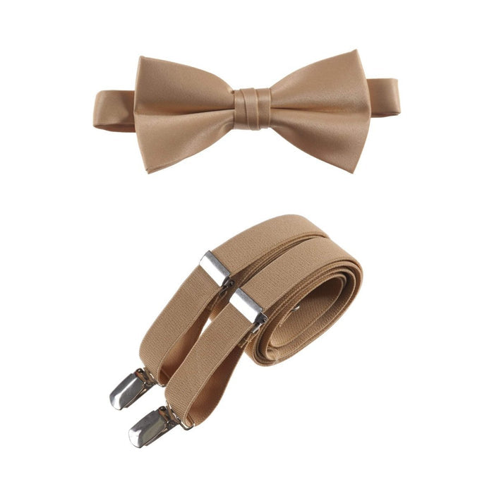 Men's Pre - tied Satin Bow Tie and Adjustable Stretch Suspender Sets - Tuxgear