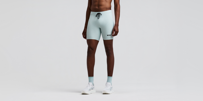Men's Striped Cadence™ Quarter Tights - Mist / Lagoon