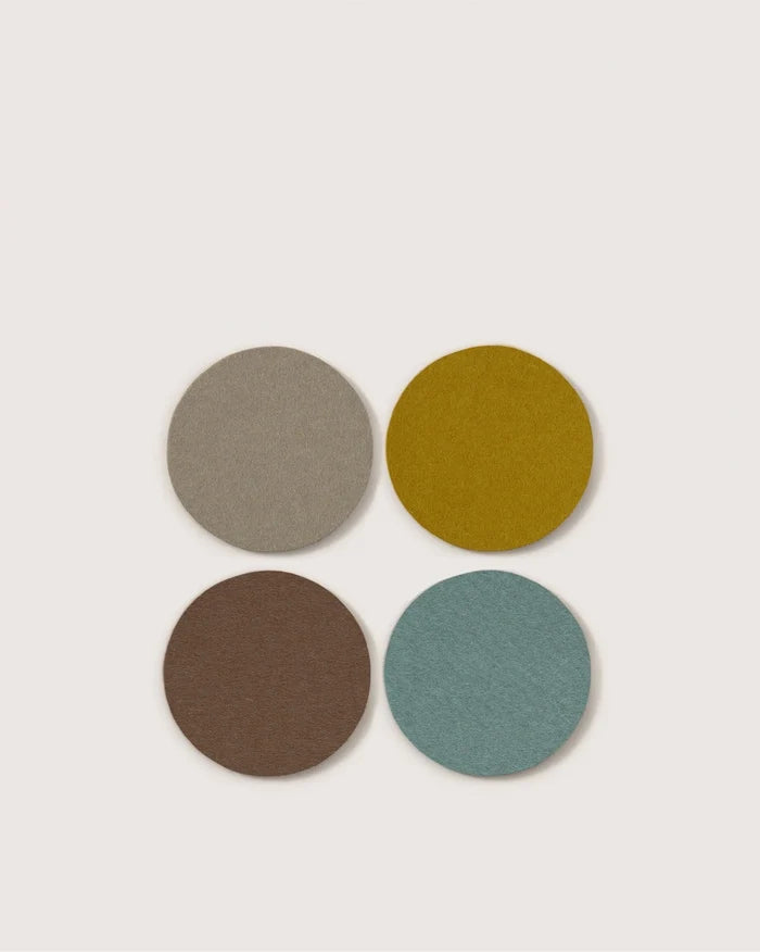 Merino Wool Round Coaster Multi 4 Pack - Fog