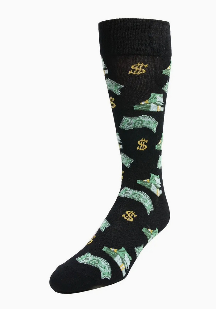Money Bags Cash Print Men's Crew Socks
