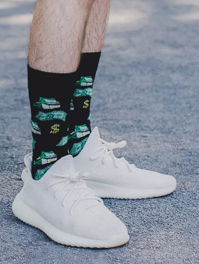 Money Bags Cash Print Men's Crew Socks