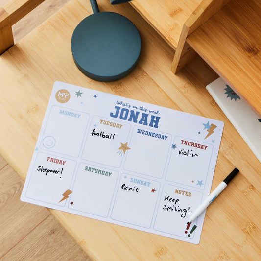 My Kids Personalised Baker Ross Blue Weekly Planner
