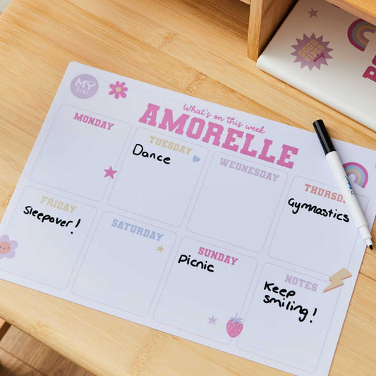 My Kids Personalised Baker Ross Pink Weekly Planner