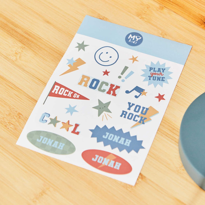 My Kids Personalised Blue Guitar Sticker Sheet