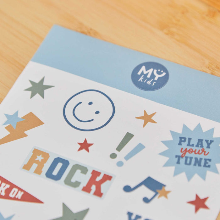 My Kids Personalised Blue Guitar Sticker Sheet