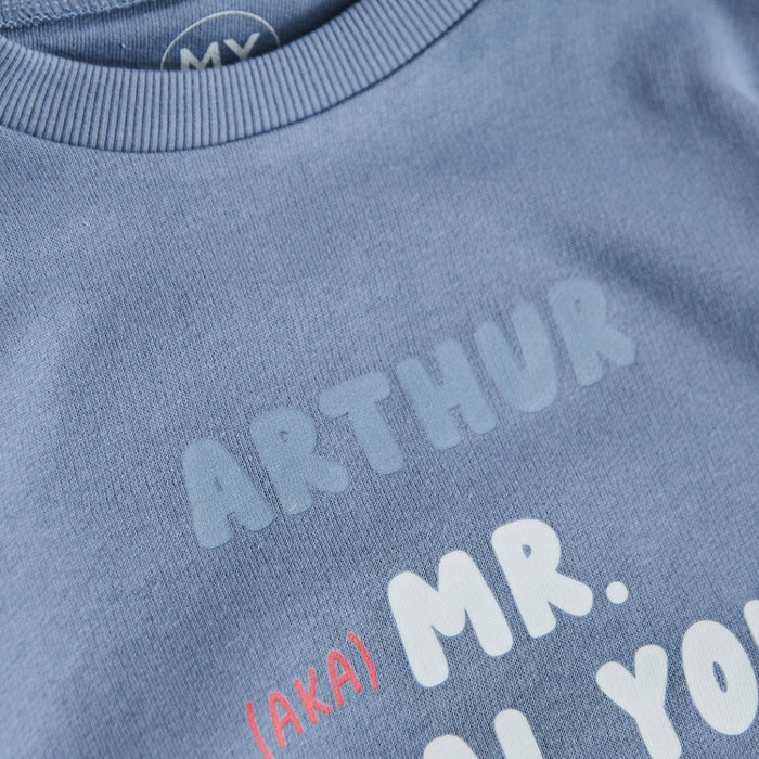 My Kids Personalised Blue Mr Steal Your Heart Sweatshirt