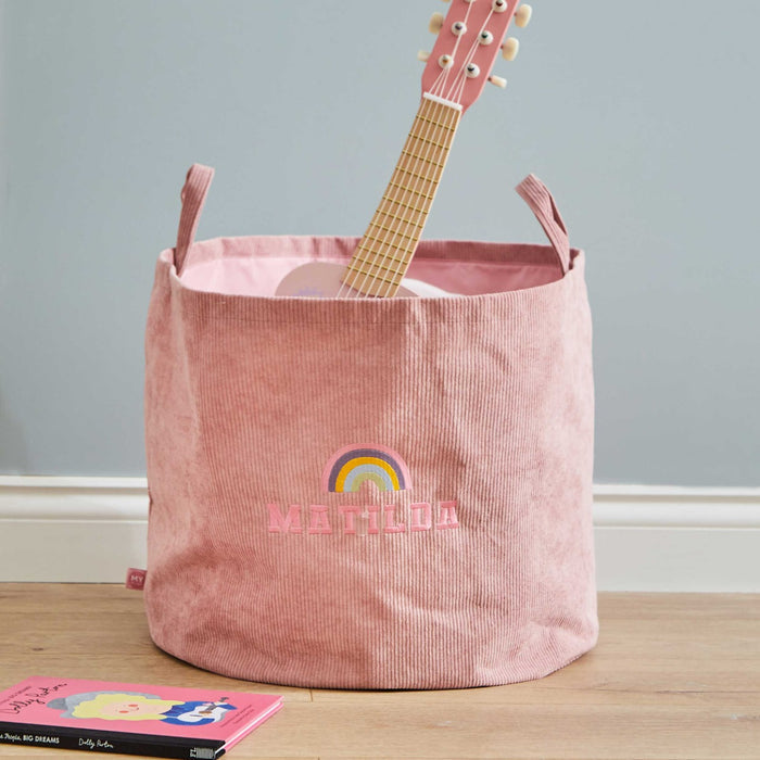 My Kids Personalised Large Rainbow Pink Cord Storage Bag