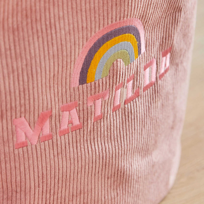 My Kids Personalised Large Rainbow Pink Cord Storage Bag