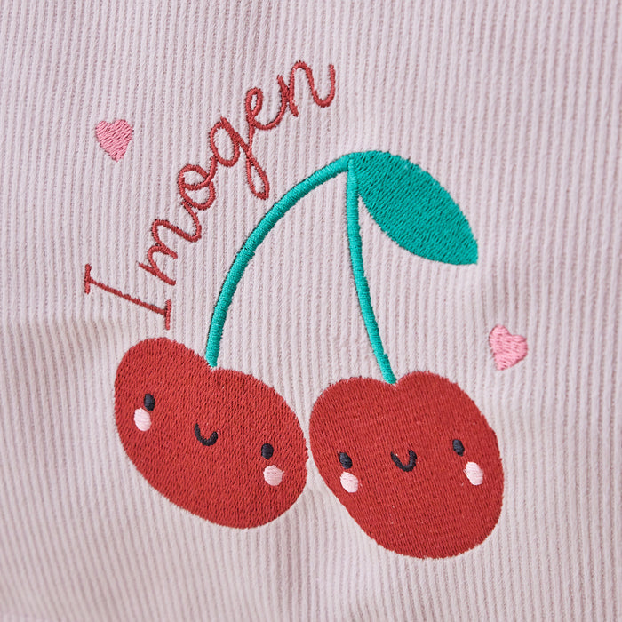 My Kids Personalised Pink Cherries Cord Big Bean Bag Chair