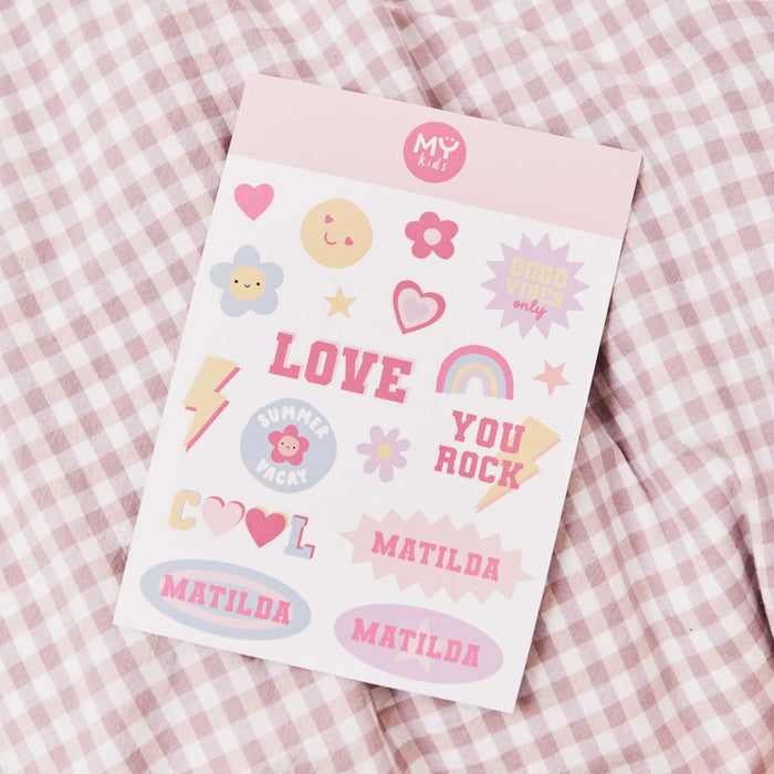 My Kids Personalised Pink Guitar Sticker Sheet