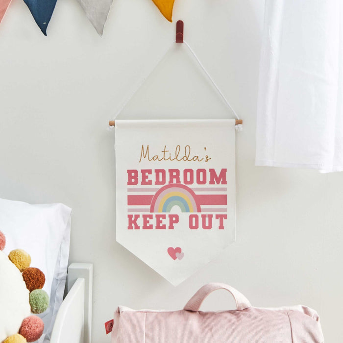 My Kids Personalised Pink Keep Out Wall Hanging
