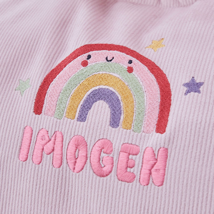 My Kids Personalised Pink Rainbow Cord Big Bean Bag Chair