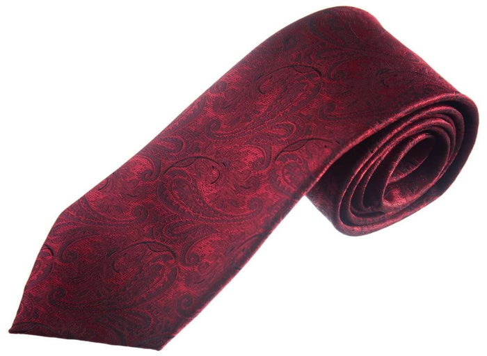 Necktie Satin Paisley Jacquard Self Tie Classic Windsor - Tuxgear