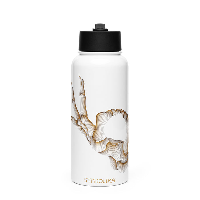 Ok Mudra Water Bottle — visionary art by Symbolika