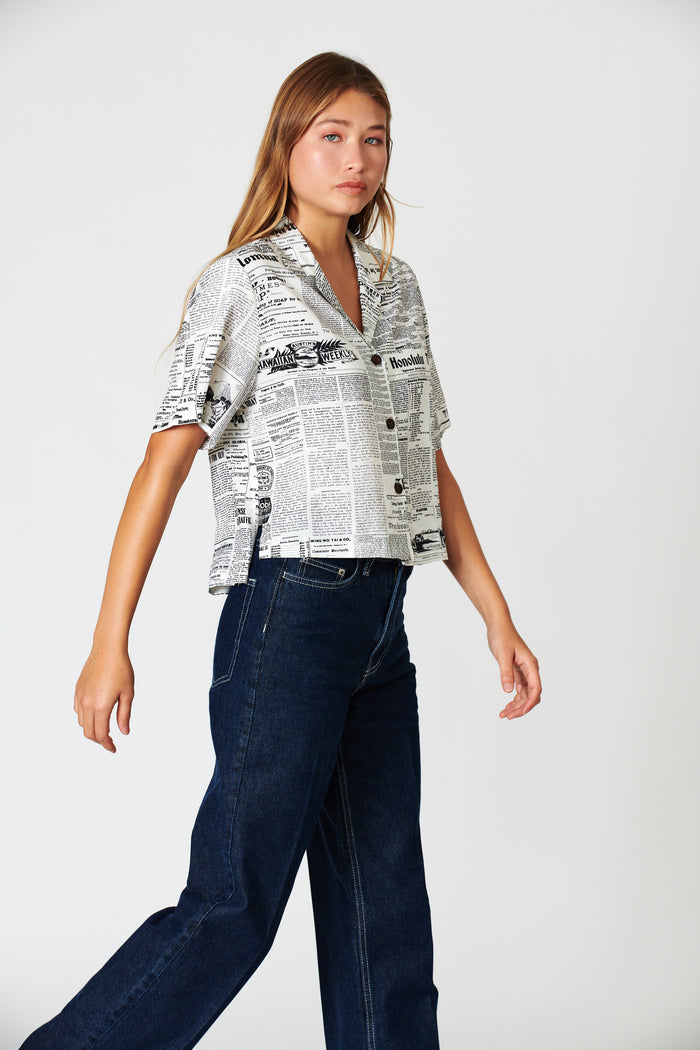 Old News Coconut Ladies Camp Shirt