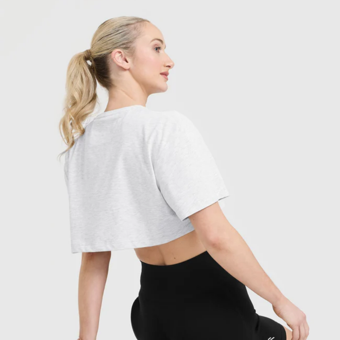 Oner Active - Classic Oner Graphic Crop Lightweight T-Shirt | Light Grey Marl