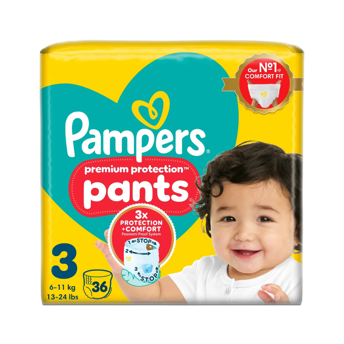 Pampers Premium Protection Pants Size 3, 36 Nappies, 6-11 kg