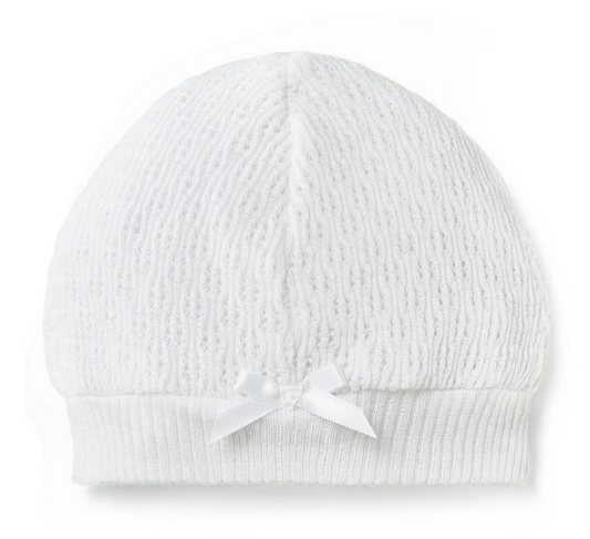 Paty Knit Beanie with Bow-White