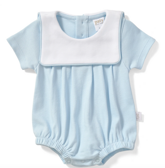 Paty Organic Cotton Bubble with Bib-Blue-NB