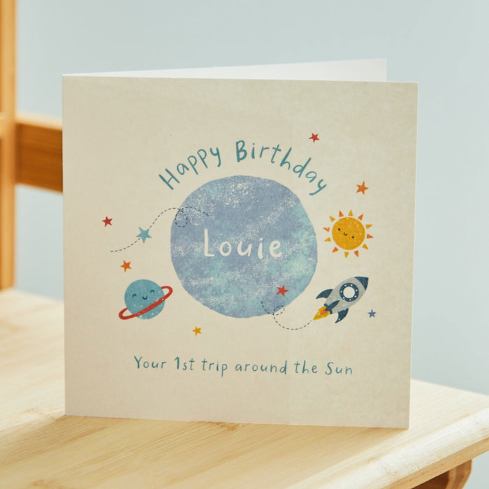 Personalised 1st Trip Around the Sun Greetings Card