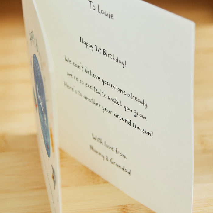 Personalised 1st Trip Around the Sun Greetings Card