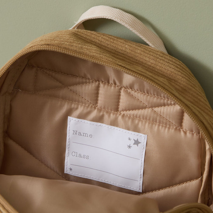 Personalised 3 Bear Faces Mini Caramel Cord Backpack