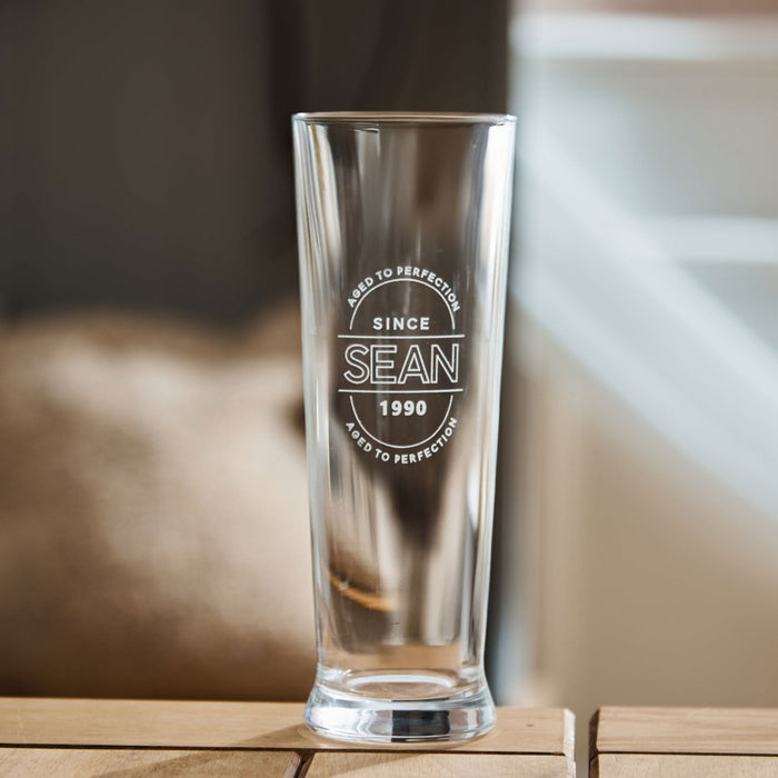 Personalised Aged To Perfection Tulip Beer Glass