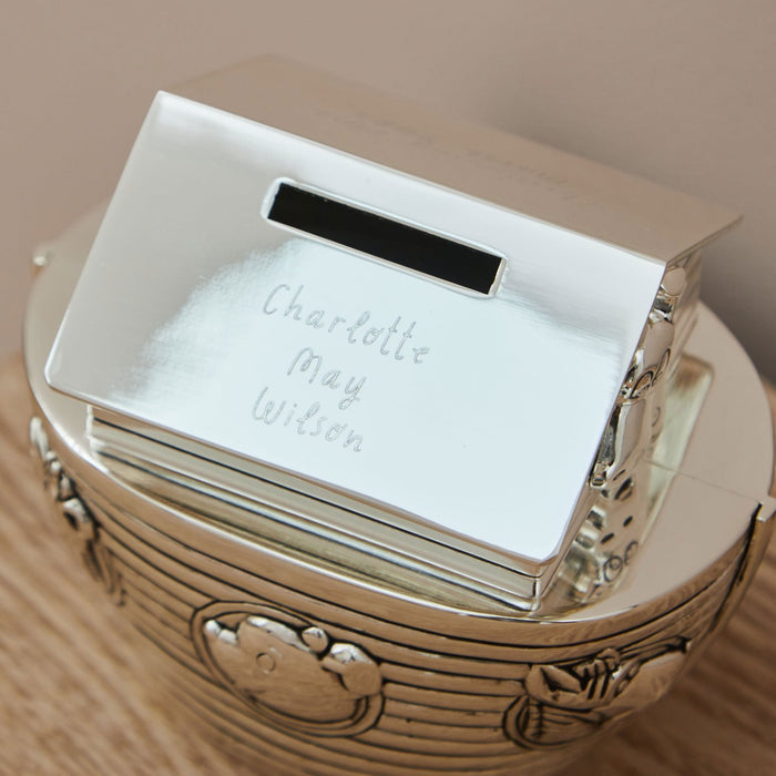 Personalised Animal Ark Silver Plated Money Box
