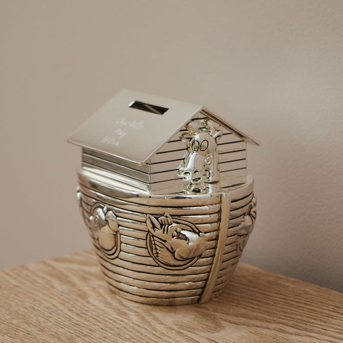Personalised Animal Ark Silver Plated Money Box