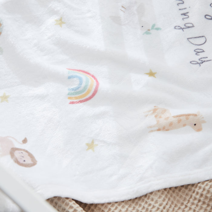 Personalised Animal Fleece Christening Day Baby Blanket