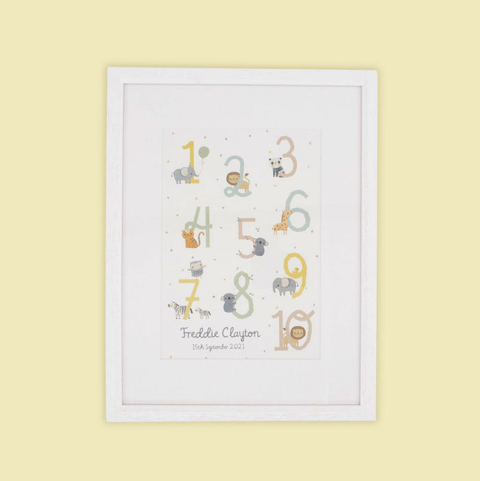 Personalised Animals and Numbers Wall Art