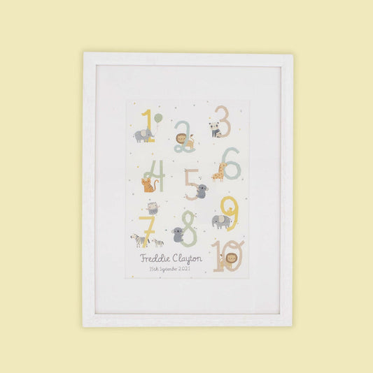 Personalised Animals and Numbers Wall Art