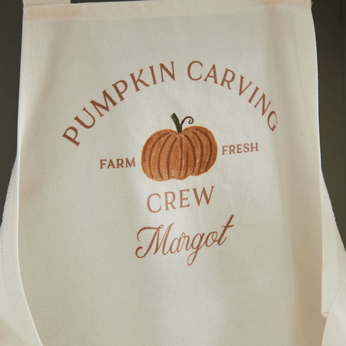 Personalised Autumn Pumpkin Carving Crew Childs Apron
