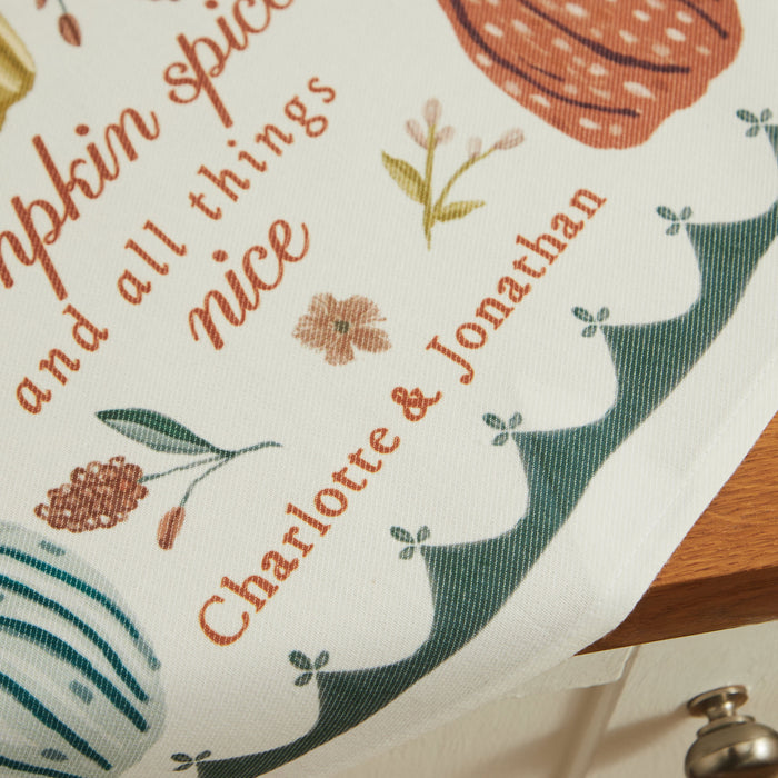 Personalised Autumn Pumpkin Tea Towel